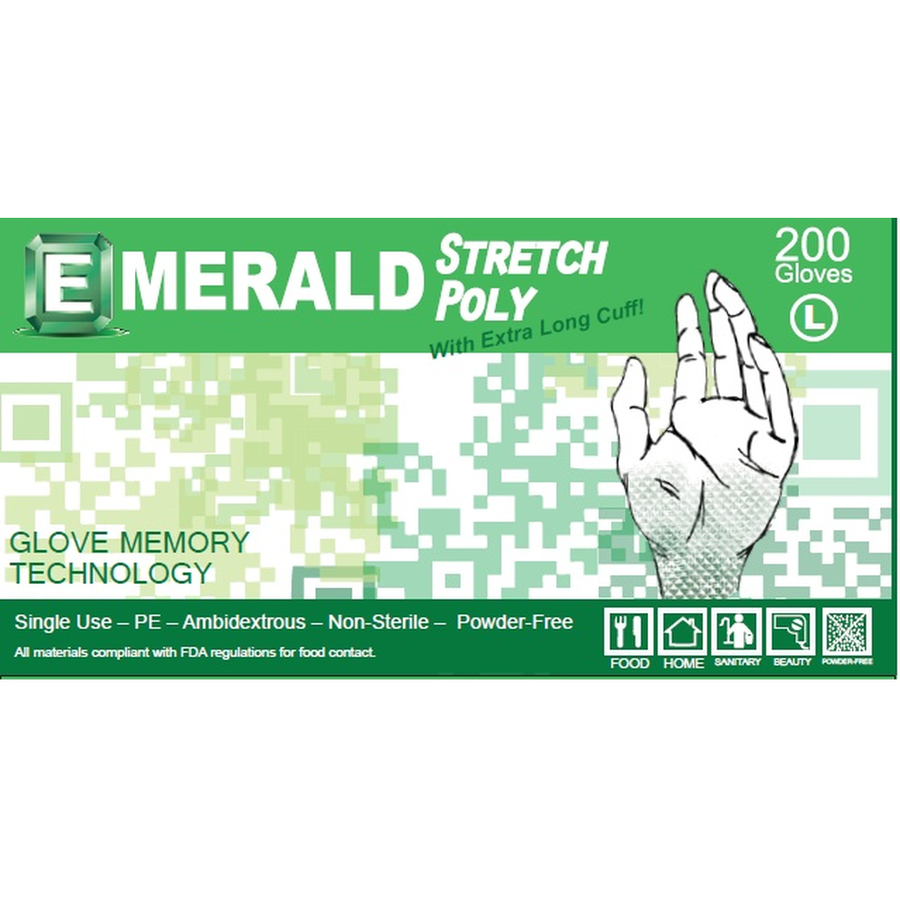 Emerald Stretch Poly, X-Large, 200/Pk